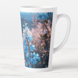 Caneca De Café Latte Azure Blossoms: Uma Sinfonia Serena em 8K