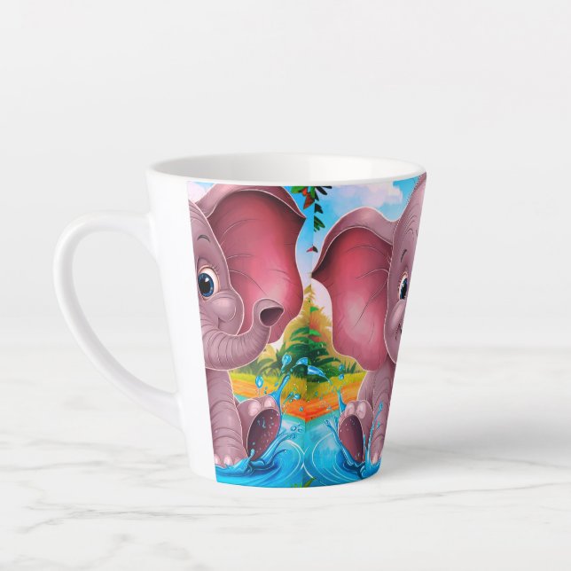 Caneca De Café Latte Baby Elephant Latte Coffee Mug (Esquerda)