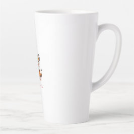 Caneca De Café Latte 🐯Baby Tiger Art with Pink Butterflies -