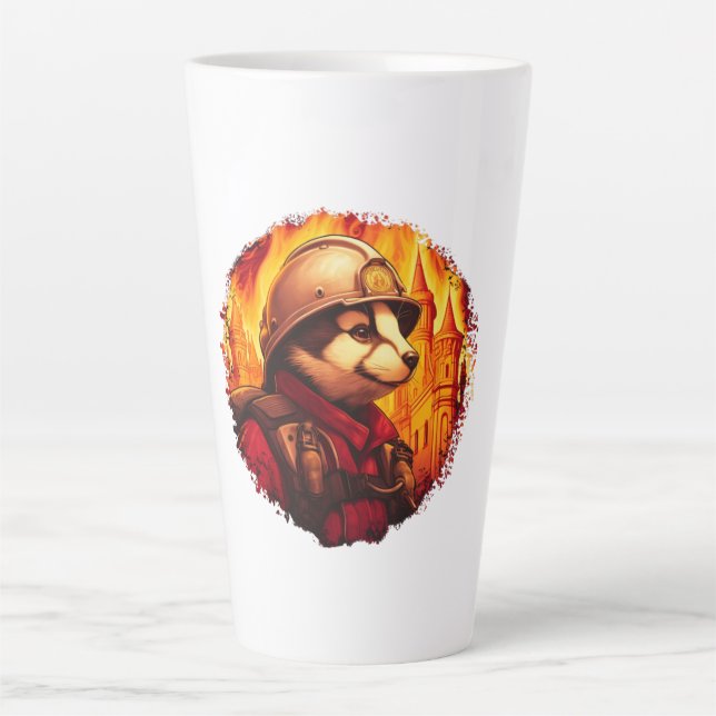 Caneca De Café Latte Badger Firefighter (Frente)