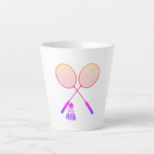 Caneca De Café Latte Badminton Rackets Shuttlecock Birdie Ombre