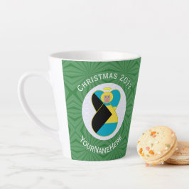 Caneca De Café Latte Bahaman Flag Blonde Angel Christmas Personalizado