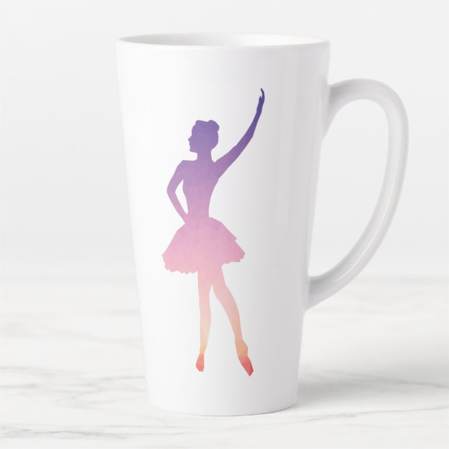 Caneca De Café Latte bailarina dançante na design geométrica moderna (Direita)