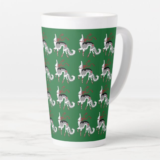 Caneca De Café Latte Balé de Natal Borzoi Mug (Ângulo direito)