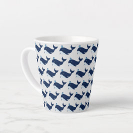 Caneca De Café Latte Baleia Azul, Caneca Latte Náutica