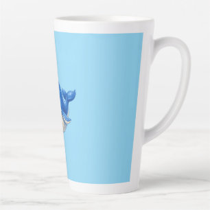 Caneca De Café Latte Baleia Fofa com Olhos Grandes Ilustração de Animal