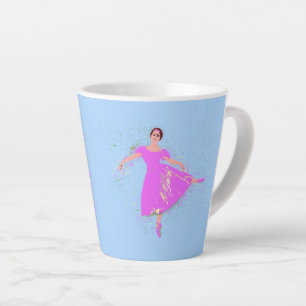 Caneca De Café Latte Ballerina Dancer em Manga Rosa
