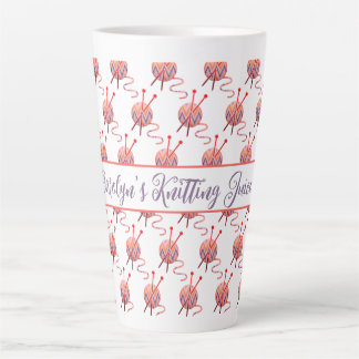 Caneca De Café Latte Balls of Yarn Personalised Knitting Say