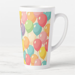 Caneca De Café Latte Balões de festa em cores diferentes