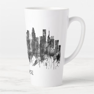 Caneca De Café Latte Baltimore Maryland Skyline BW