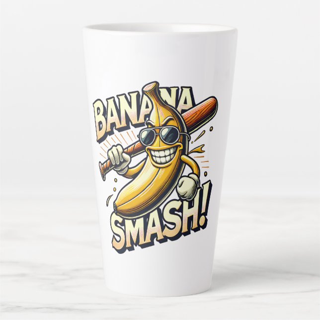 Caneca De Café Latte Banana Power-Up (Frente)