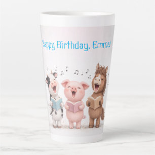Caneca De Café Latte Banda de Animais da Fazenda Aniversário