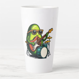 Caneca De Café Latte Banda de Fruta Legal da Arte Guitarista Avocado