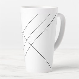 Caneca De Café Latte Bandas Diagonais na Caneta Preta e Lateral Branca