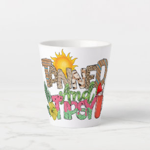 Caneca De Café Latte Bandas e Tipsy Design de festas de verão diverti