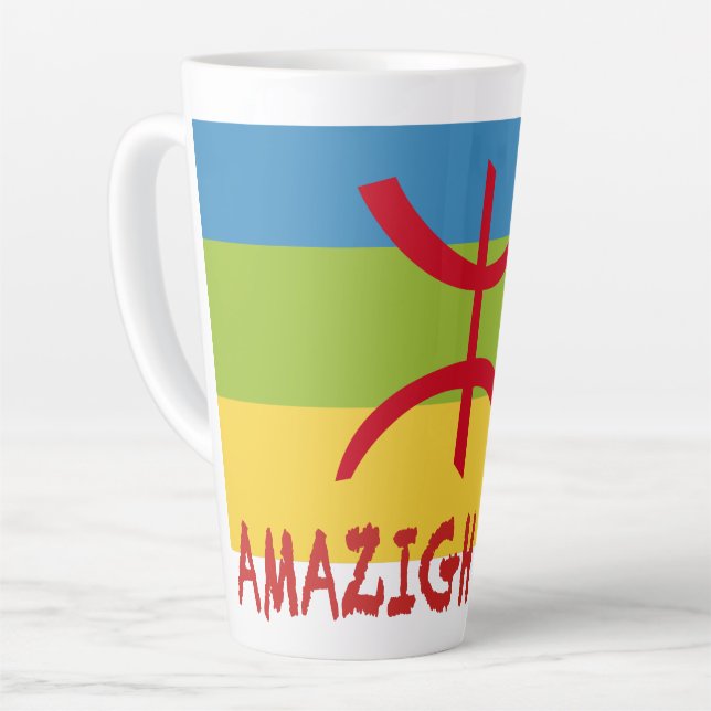 Caneca De Café Latte Bandeira Amazigh - Bandeira-Drapeau Amazigh (Ângulo esquerdo)