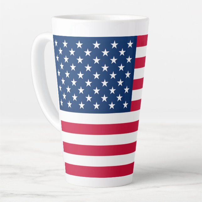 Caneca De Café Latte Bandeira Americana Latte Mug (Ângulo esquerdo)