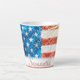 Caneca De Café Latte Bandeira Americana Personalizada 4 de julho
