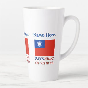 Caneca De Café Latte Bandeira Azul Personalizada da República da China 