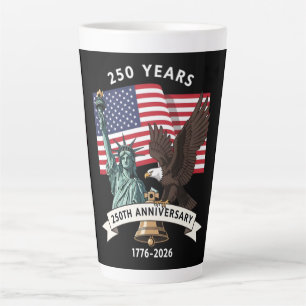 Caneca De Café Latte Bandeira da Águia da Estátua da Liberdade do 250º