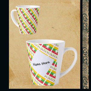 Caneca De Café Latte Bandeira da Birmânia e de Myanmar Personalizada em