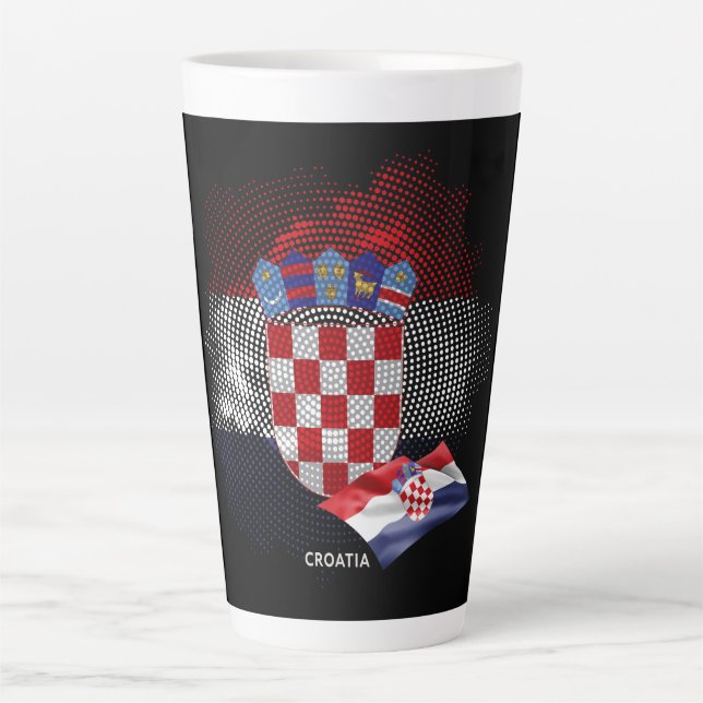 Caneca De Café Latte Bandeira da Croácia (Frente)