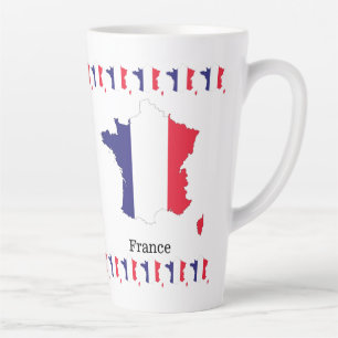 Caneca De Café Latte Bandeira da França no Design de Lembrança do Mapa