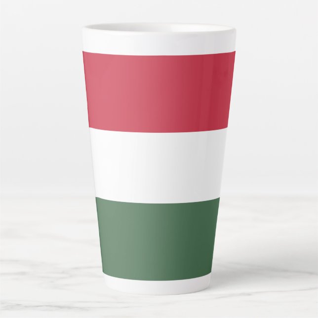 Caneca De Café Latte Bandeira da Hungria (Frente)