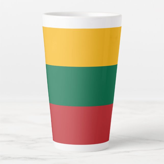 Caneca De Café Latte Bandeira da Lituânia (Frente)