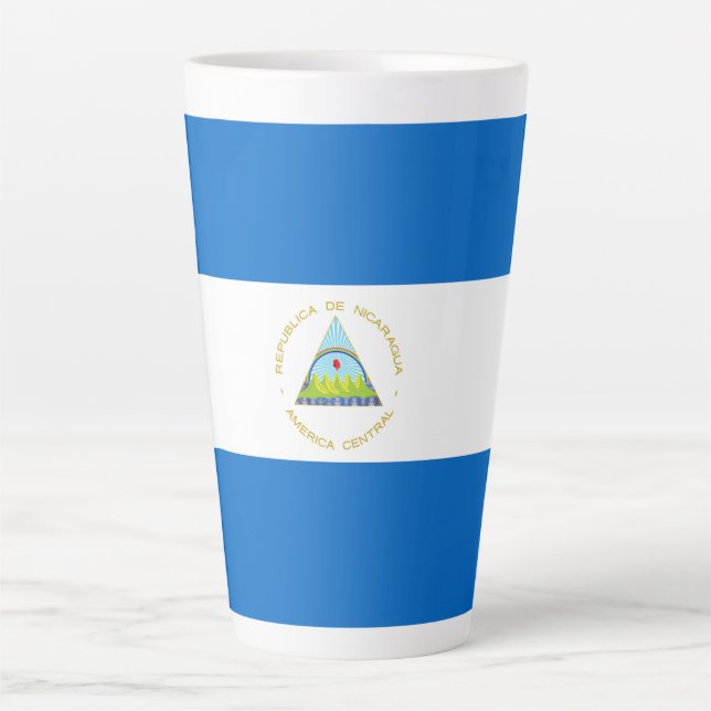 Caneca De Café Latte Bandeira da Nicarágua (Frente)