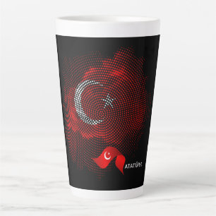 Caneca De Café Latte Bandeira da Turquia
