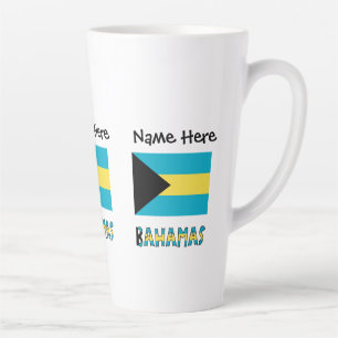Caneca De Café Latte Bandeira das Bahamas Personalizada