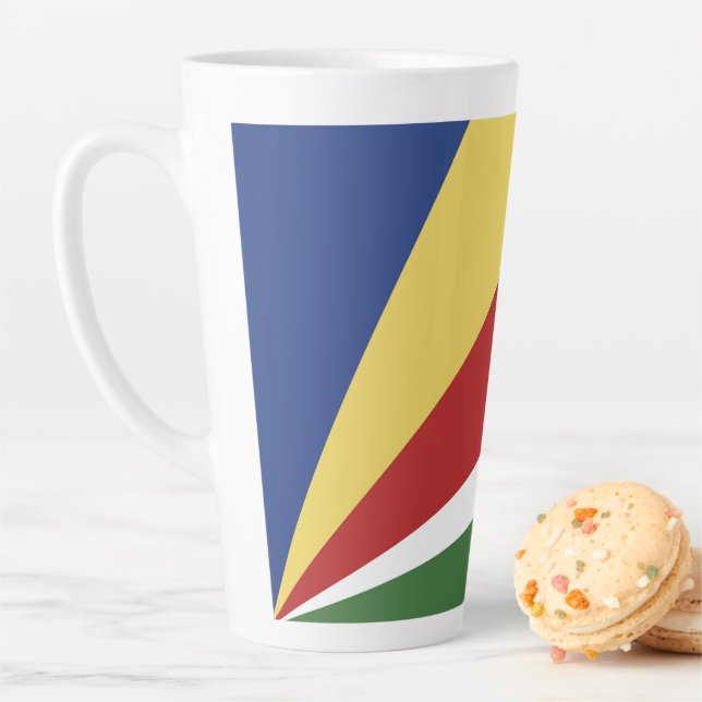 Caneca De Café Latte Bandeira das Seychelles (In Situ)