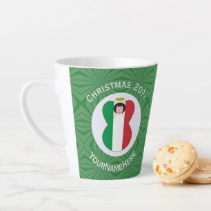 Caneca De Café Latte Bandeira de Natal Personalizada Anjo Italiano