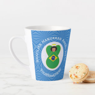 Caneca De Café Latte Bandeira do Anjo Hanukkah Personalizada