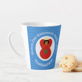 Caneca De Café Latte Bandeira do Anjo Marroquino de Hanukkah Personaliz