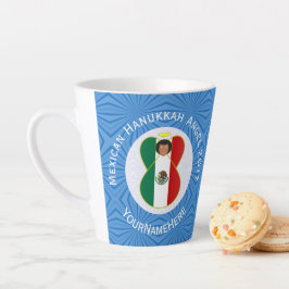 Caneca De Café Latte Bandeira do Anjo Mexicano Hanukkah Personalizada