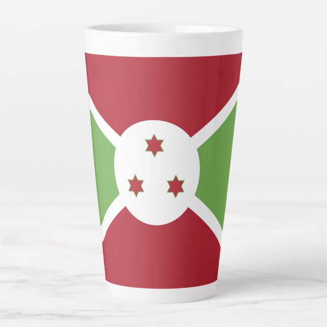 Caneca De Café Latte Bandeira do Burundi (Frente)
