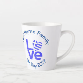 Caneca De Café Latte Bandeira do Coração da Grécia Azul AMOR Personaliz