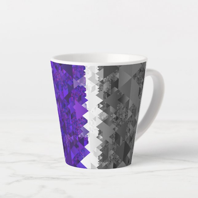 Caneca De Café Latte Bandeira do Orgulho Boho Geométrico Mod Retro Grey (Ângulo direito)