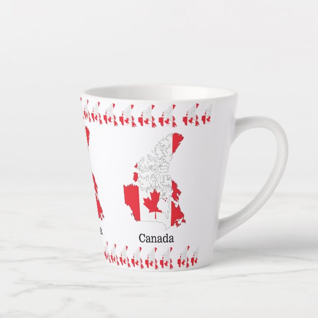 Caneca De Café Latte Bandeira do Orgulho Canadense Dentro do Mapa (Direita)
