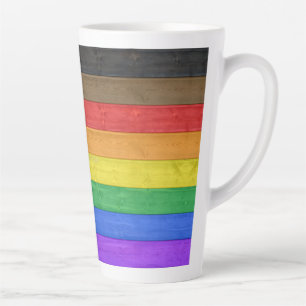 Caneca De Café Latte Bandeira do orgulho gay inclusivo de SlipperyJoe t