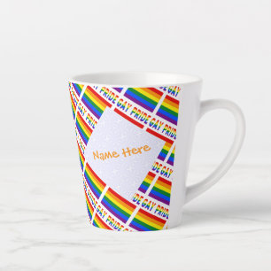 Caneca De Café Latte Bandeira do Orgulho Gay LGBTQ Em Azulejos Pequenos