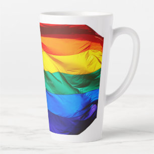 Caneca De Café Latte Bandeira do orgulho gay SlipperyJoe's ondulando ve