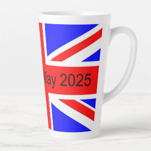 Caneca De Café Latte Bandeira do Reino Unido VE dia 2025 Latte Mug