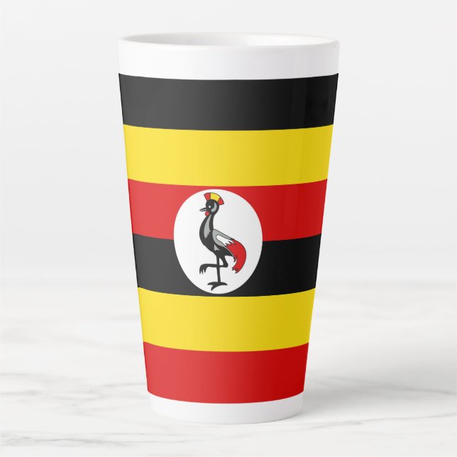 Caneca De Café Latte Bandeira do Uganda (Frente)