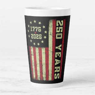 Caneca De Café Latte Bandeira dos EUA de Aniversário de 250 anos
