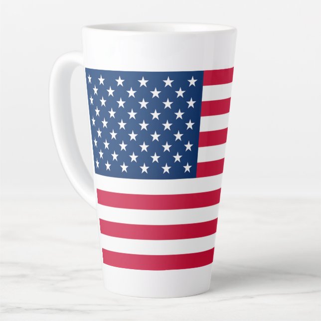 Caneca De Café Latte Bandeira dos EUA - Estados Unidos da América - Pat (Ângulo esquerdo)