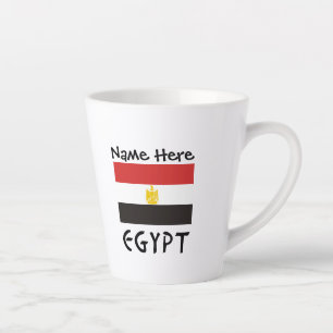 Caneca De Café Latte Bandeira Egípcia Nome Personalizado Egito