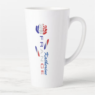 Caneca De Café Latte Bandeira francesa Rosa Personalizada Grande